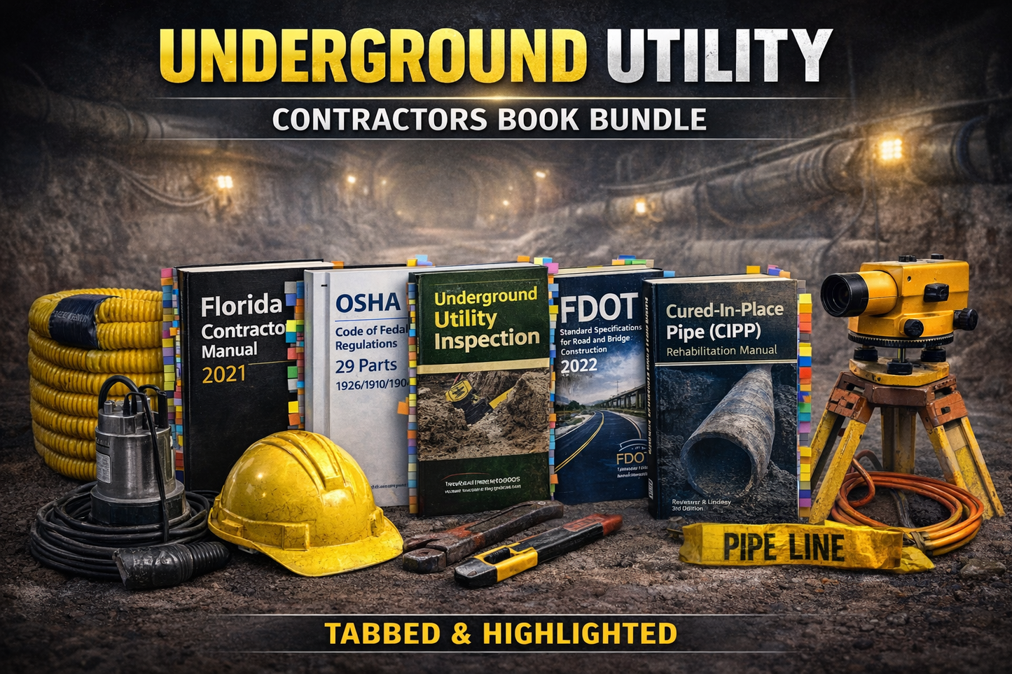 Underground Utility Contractor Book Bundle (Trade ONLY) - Tabbed & Highlighted